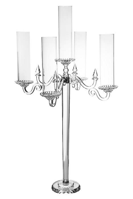 43" Crystal 5-lite Candelabrum W/glass Clear