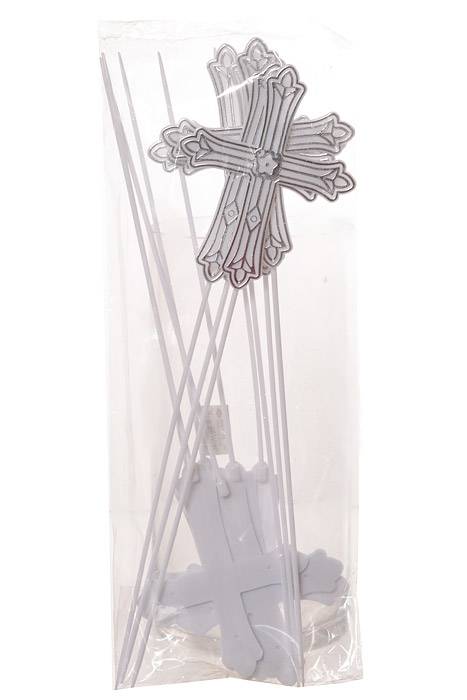 14" Cross Pick Silver/White Pkg/12