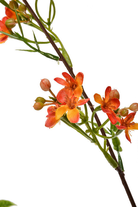 40" Silk Wax Flower Spray Orange/Yellow