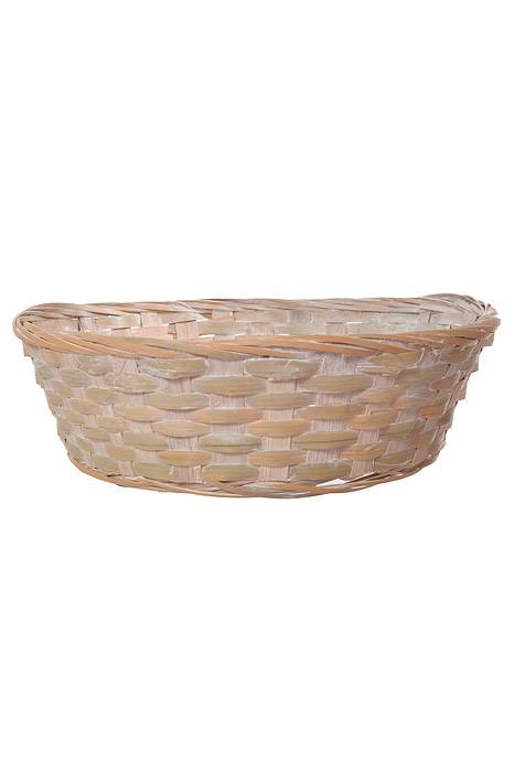 12 x 4" Round Bamboo Basket White