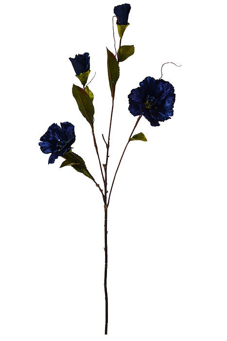 33" Glittered Helleborus Spray Midnight Blue