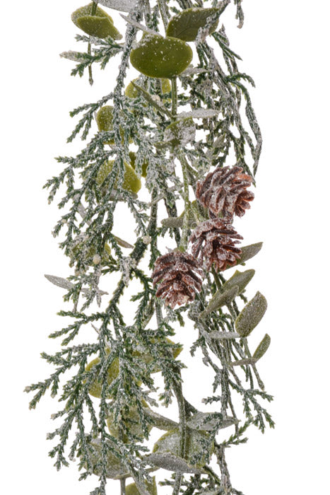 6Ft Ice Mixed Pine & Cedar Garland Green