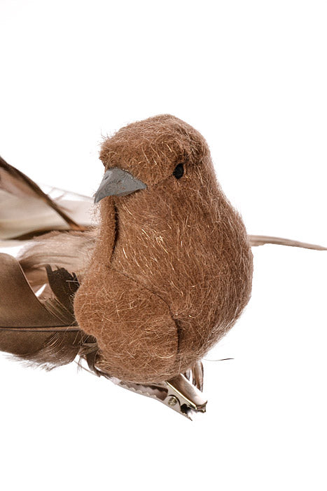 6.3" Bird With Clip Brown Two Tones