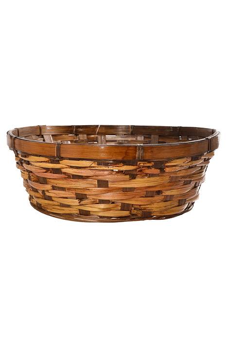 12.5 X 4" Round Bowl Rattan & Bamboo Brown