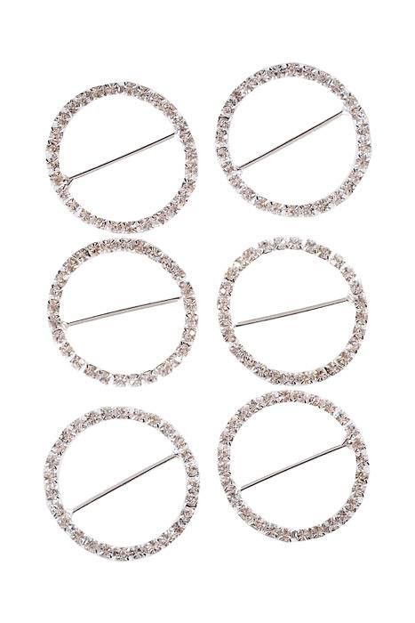 1.25" Round Rhstone Ribbon Button Crystal Pkg/6