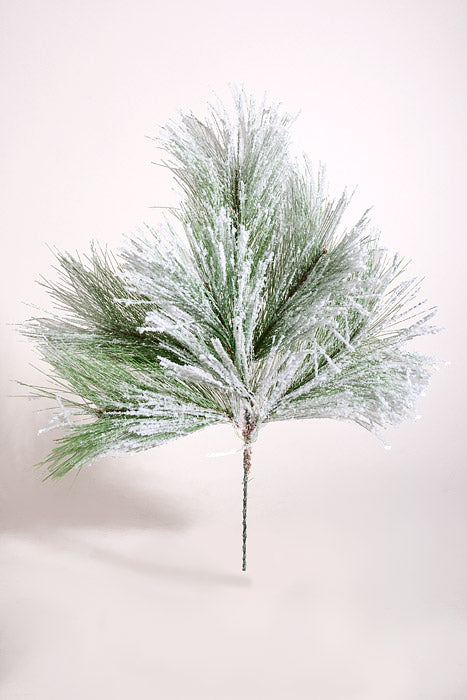 23" Snowy Needle Pine Stem Green/White