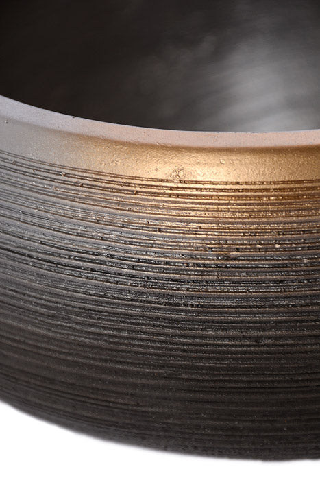 7.5" X 4" Round Pot Gray/Gold