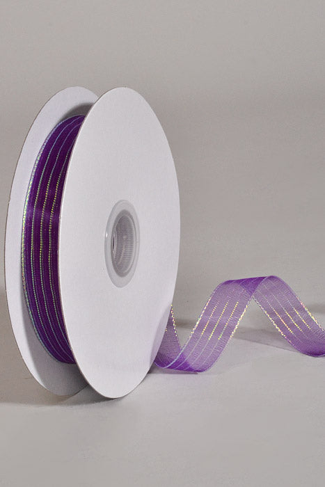 5/8" X 50Yds Metallic Pinstripe Sheer Ribbon Purple Iridescent