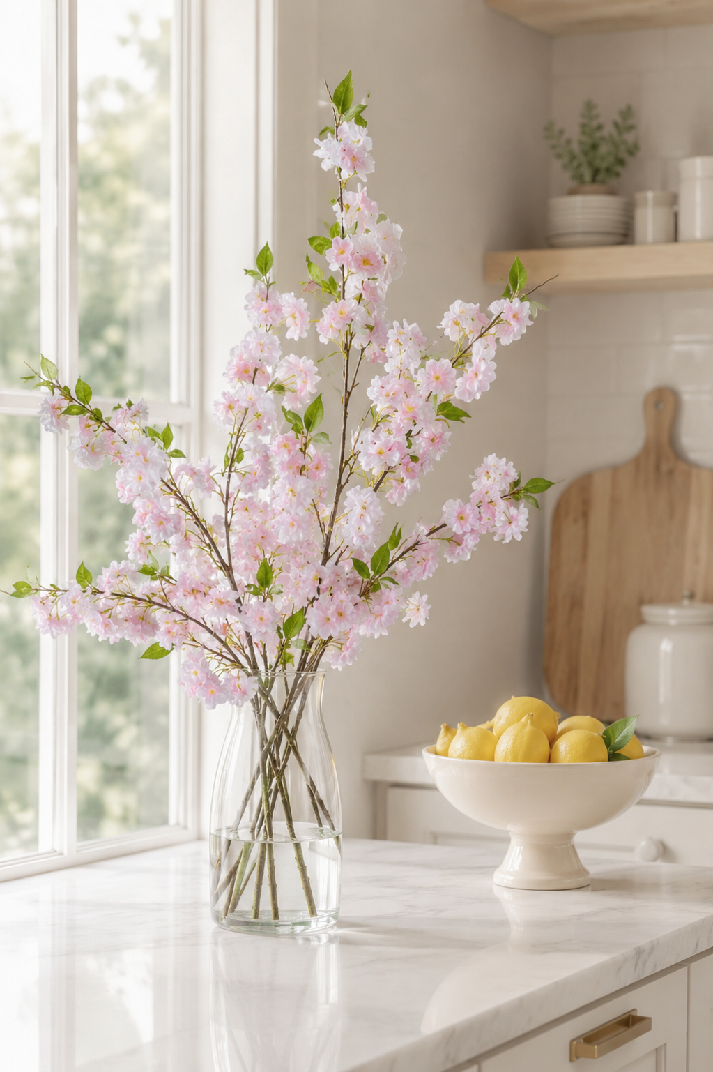 48" Silk Cherry Blossom Spray Light Pink