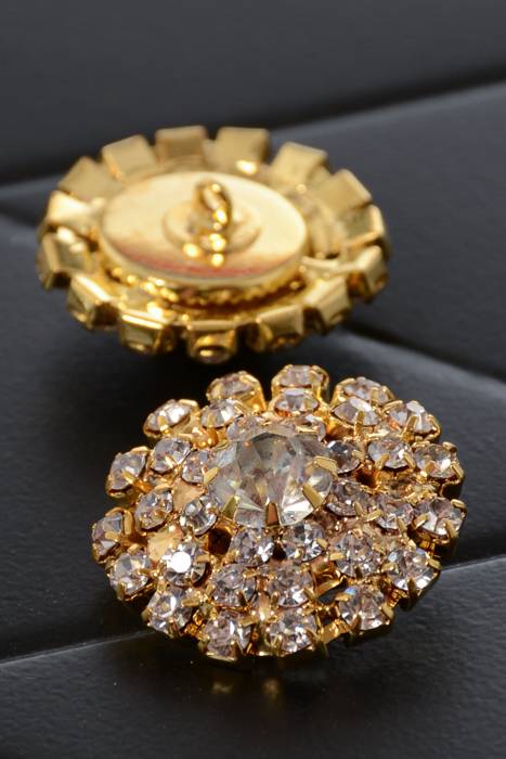 .90" Ribbon Button Gold Pkg/3