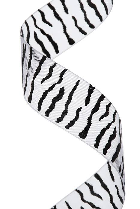 7/8" X 25yds White Sheer W/black Zebra