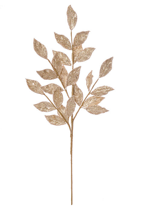 29" Micro Beaded/Sequin Bay Leaf Spray Champagne