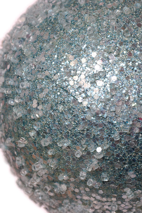6" Glitter Sequin Iced Ball Ornament Blue