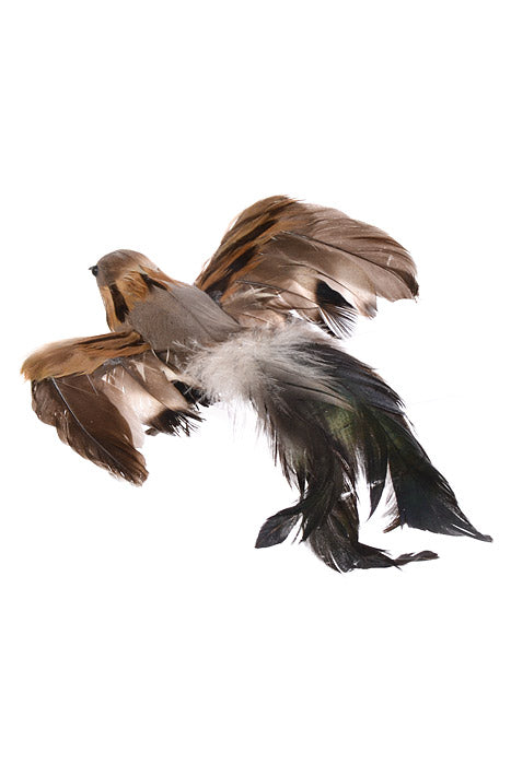 7.25" Bird With Clip Brown