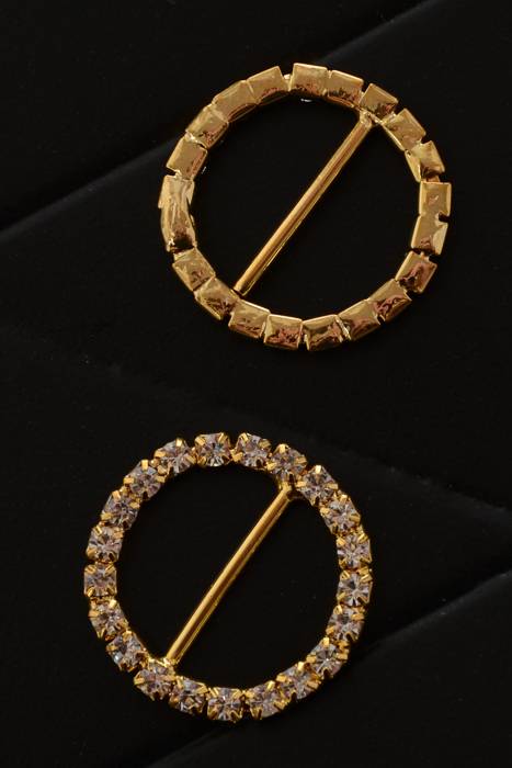 .90" Round Ribbon Button Gold Pkg/6