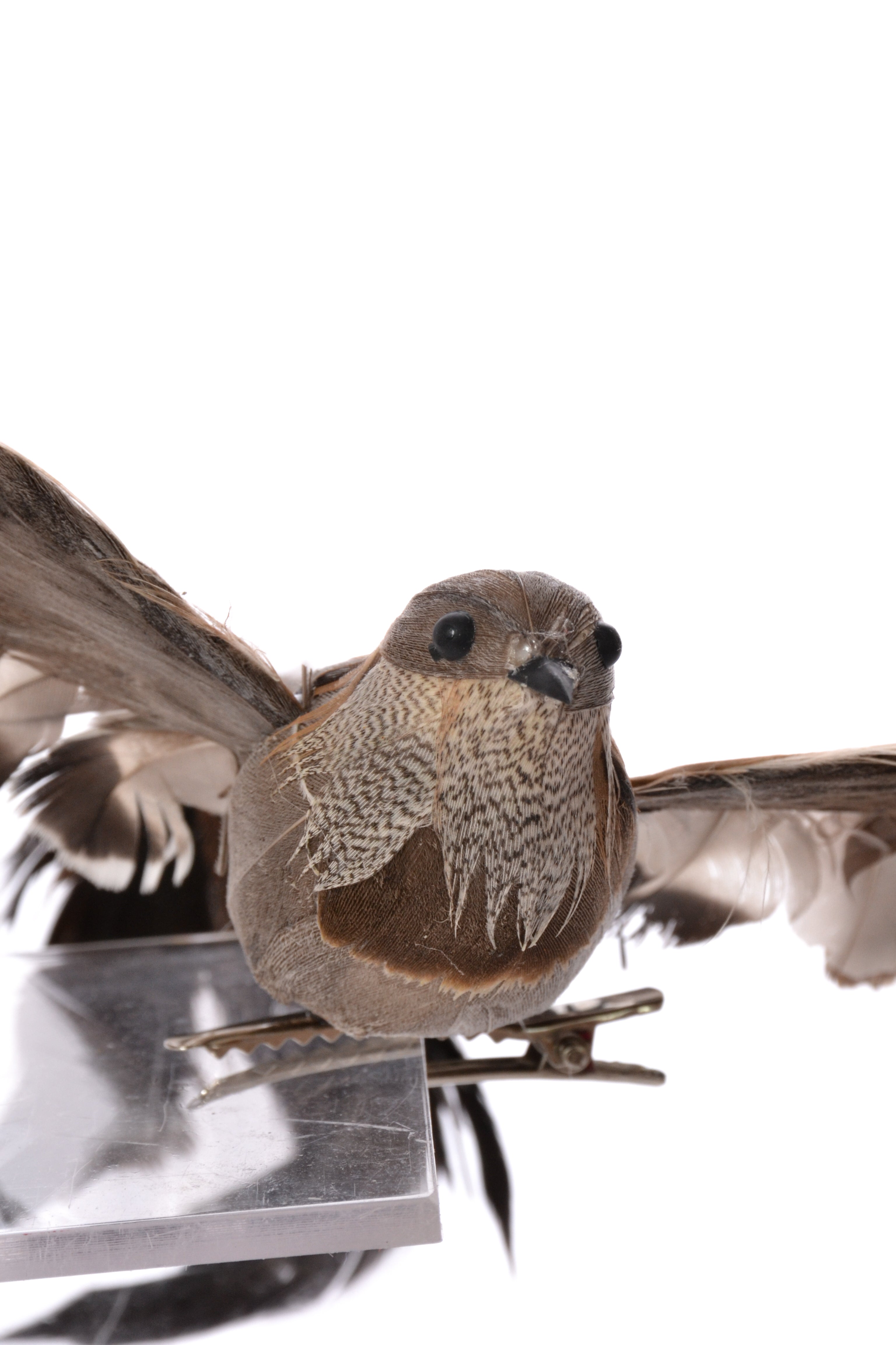 7.25" Bird With Clip Brown