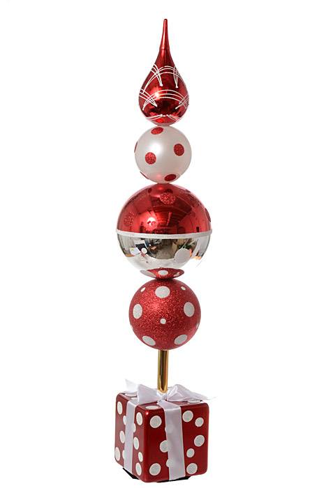 37" Jumbo Ornament Gift Tower Red/white