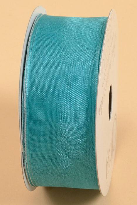 1.5" X 25yds Wired Encored Ribbon Turquoise