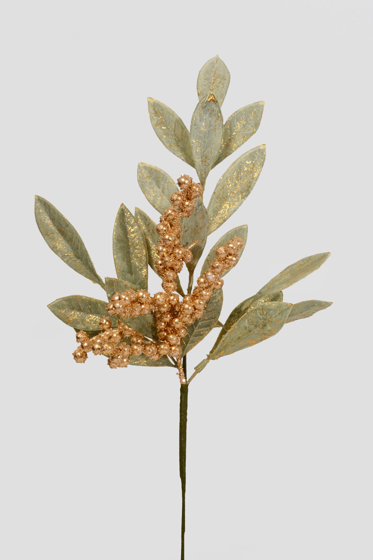 18" Gold Berry Bay Leaf Pick Matcha