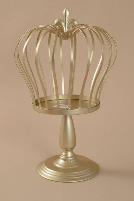 16" Metal Round Stand W/crown Bronze