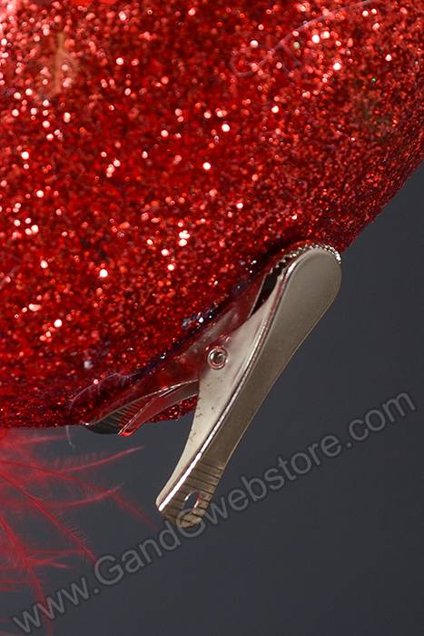 18" Glittered Peacock W/clip Red