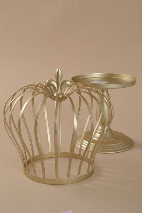 16" Metal Round Stand W/crown Bronze