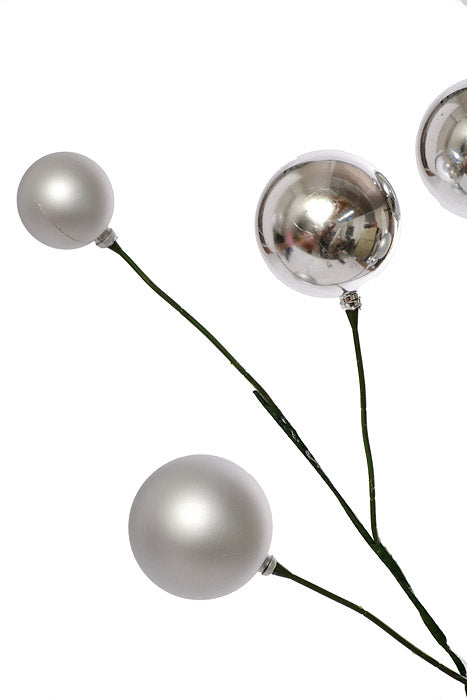 24" Pick Shiny Matte Ornament Silver