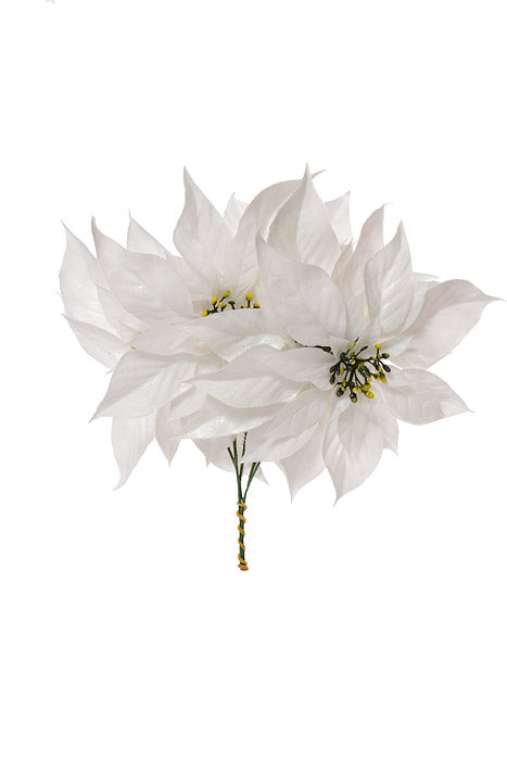11" Poinsettia Head White CS/100Pcs