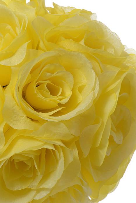 8" Rose Ball W/ribbon Yellow