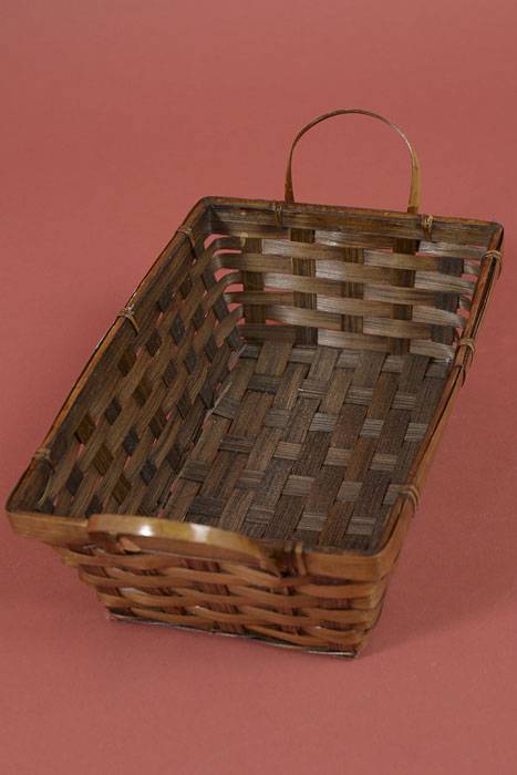 11" X 7" X 3.5" Rectangular Stained Bamboo Basket Brown