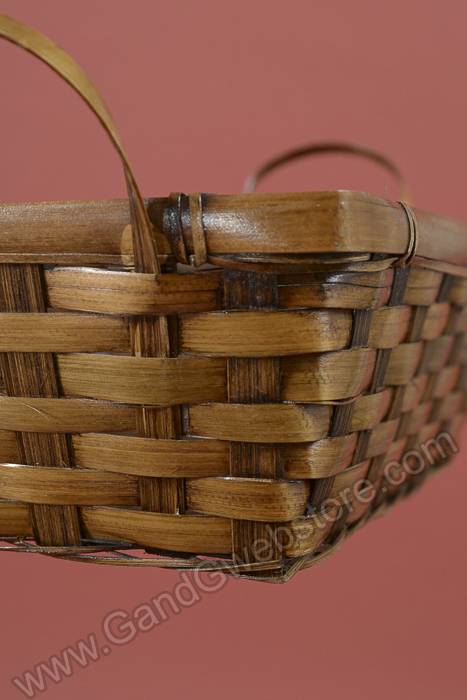 11" X 7" X 3.5" Rectangular Stained Bamboo Basket Brown