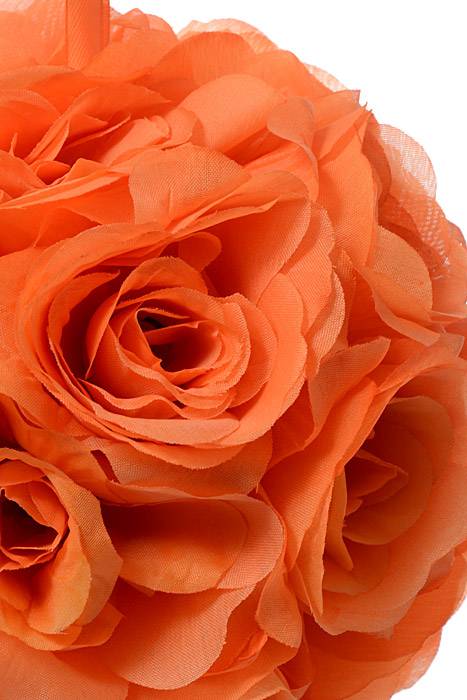 8" Rose Ball W/ribbon Orange