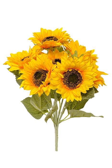 18" Silk Sunflower Bush Yellow