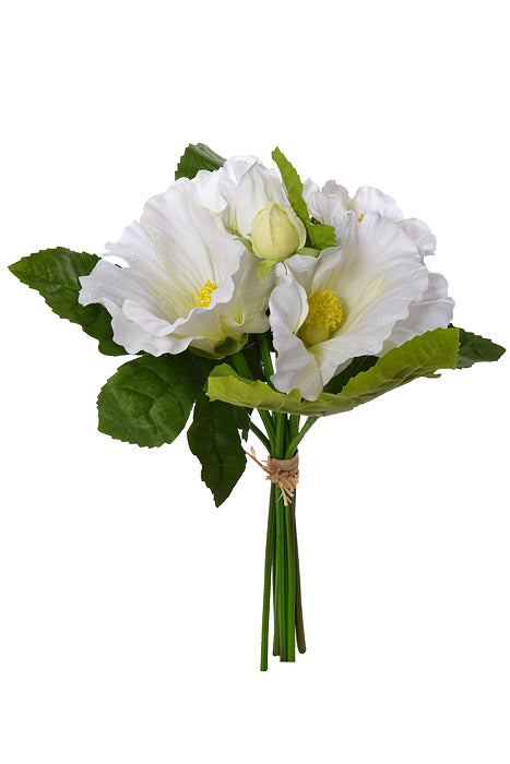 12.5" Silk Hollyhock Bundle White