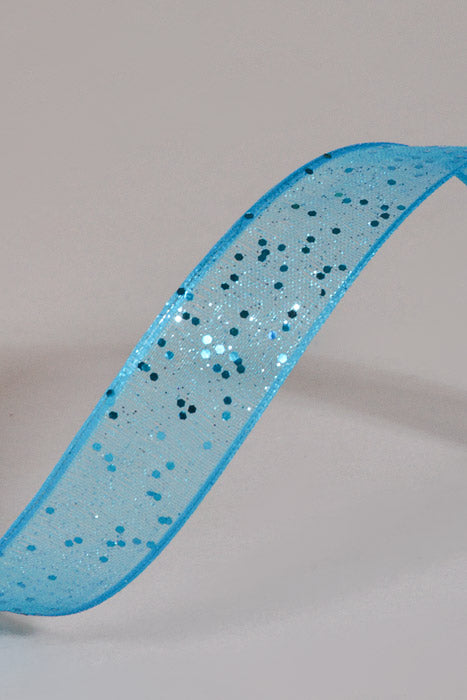 5/8" X 25Yds Wired Sparkle Sheer Ribbon Turquois
