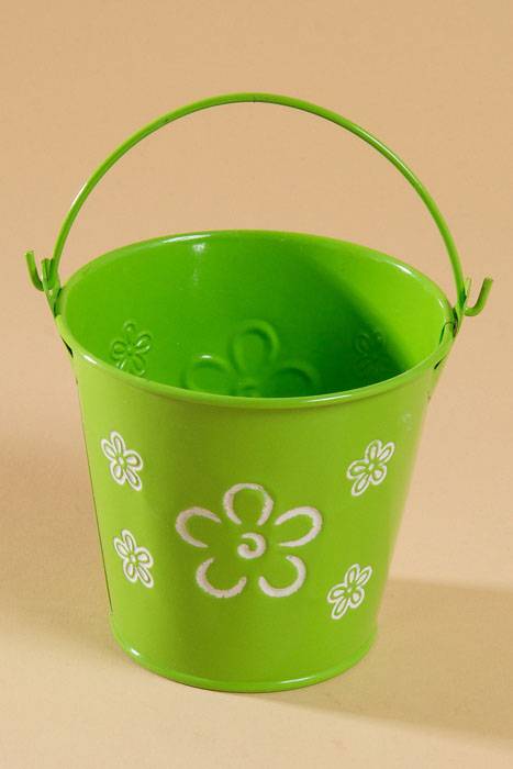 3.5" X 4" Bucket W/flowers Apple Green