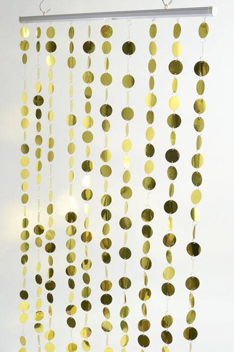 71" X 35.5" "spangles" Beaded Circles Curtain Gold