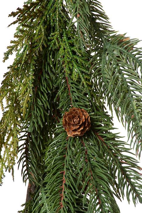 48" Just Cut Plas Woodland Pines Garland Natural/frosted