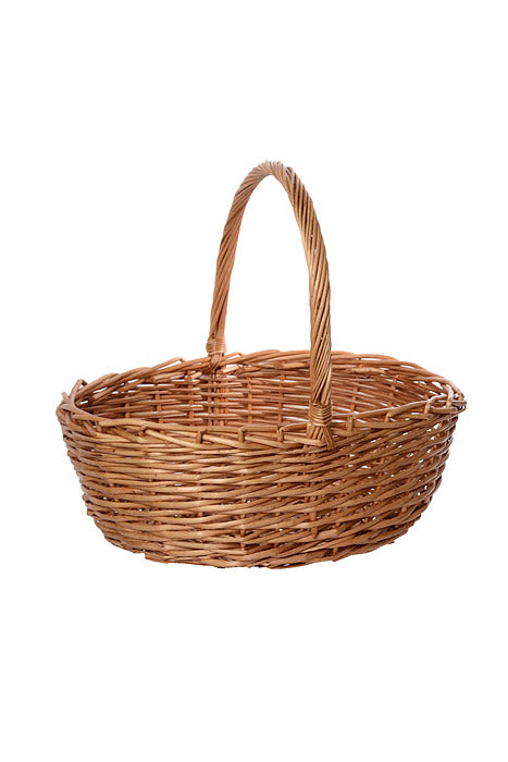 19.5" Oval Willow Basket With Holder & Liner Natural