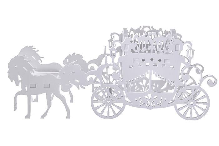 27.5" X 10" X 12" Carved Carriage White