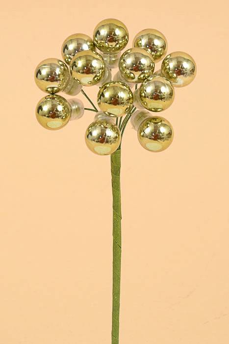 20mm Shiny Stem Ball W/wire Asparagus Green Pkg/12