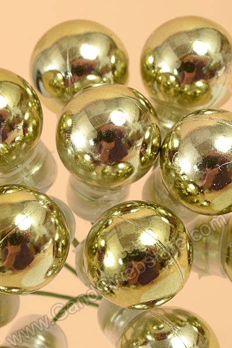 20mm Shiny Stem Ball W/wire Asparagus Green Pkg/12