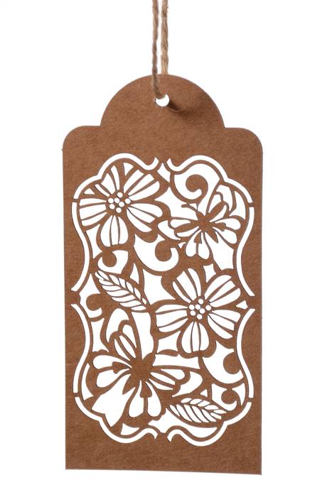 4" X 2" Hollow Tag Card W/rope Kraft Pkg/25