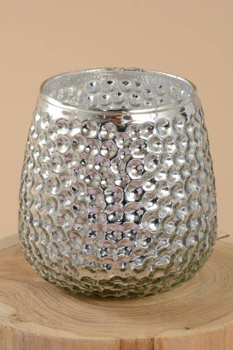 3" X 4" Mercury Glass Candle Holder Silver