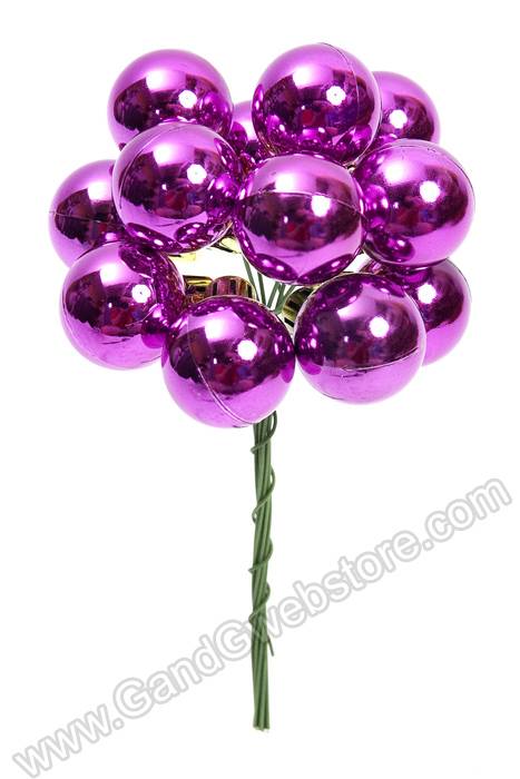 20mm Shiny Stem Ball W/wire Purple Pkg/12