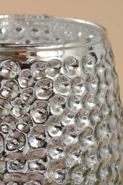 3" X 4" Mercury Glass Candle Holder Silver
