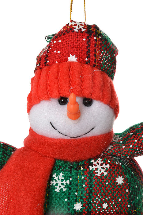 7" Stuffed Snowman Ornament Red/Green