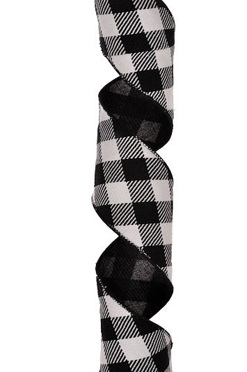 4" X 5Yds Wired Ribbon Black/White