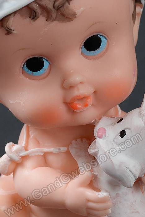 6.5" Ceramic Baby Girl W/kitten Pink
