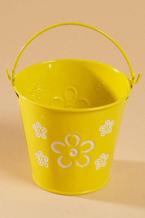 3.5" X 4" Bucket W/flowers Yellow